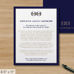Volante de negocios con logotipo en azul marino y<br><div class="desc">Una sencilla plantilla personalizado de volante de negocios azul marino y oro en un estilo minimalista moderno que se puede actualizar fácilmente con el logotipo de su empresa, los detalles de contacto y el texto del folleto personalizado. Ideal para productos de marketing, servicios, promociones, precios de eventos y más. Perfecto...</div>