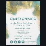 Volante De Negocios De Tinta Líquida De Arte Moder<br><div class="desc">Volante De Tinta Alcohólica De Color Líquido De Arte Moderno verde azulado Y Oro. Elegante diseño profesional de escritura caligráfica con letras de tinta de mano con alcohol. Perfecto para maquilladores,  peluqueros,  cosmetólogos y más! Iconos de medios sociales agregados para exposición adicional.</div>