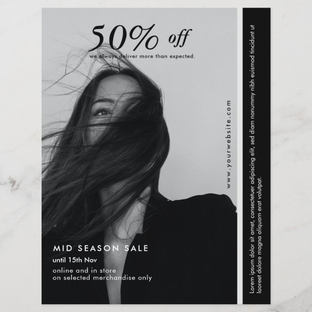 Volante de negocios en blanco y negro (Frente)