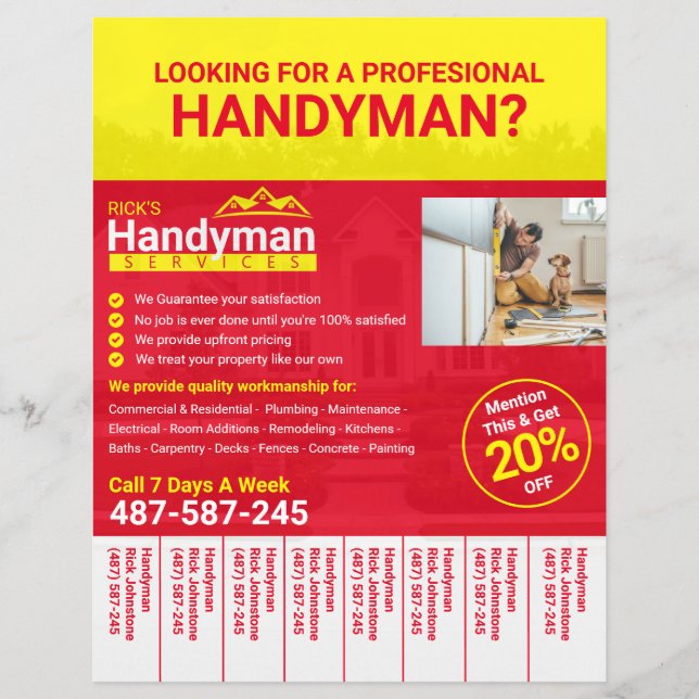 Volante de negocios Handyman - Hogar (Frente)