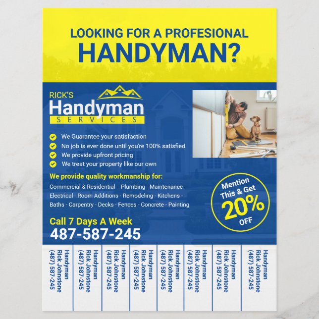 Volante de negocios Handyman - Hogar (Frente)