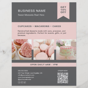 Volante de panadería QR de foto personalizada gris