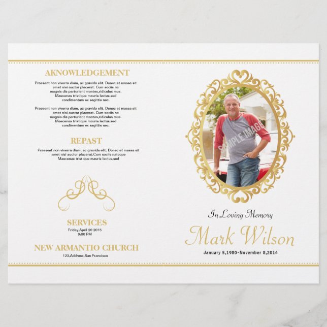 Volante De Plantilla De Programa De Orden Funeral  (Anverso)