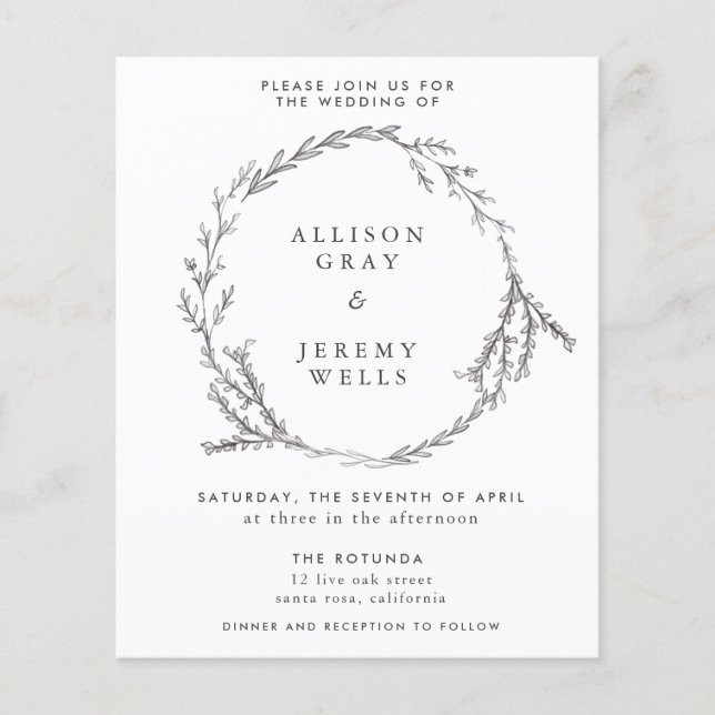 Volante de presupuesto de invitación de boda (Frente)