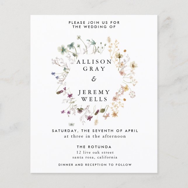 Volante de presupuesto de invitación de boda (Frente)