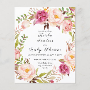 Volante de Presupuesto para Baby Shower Rosa Flora