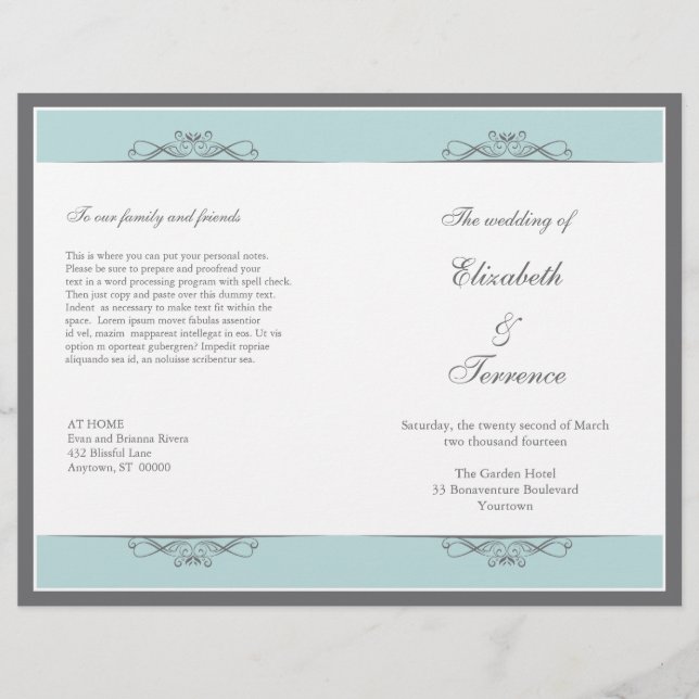 Volante de Programa de Boda Decorativo Moderno (Anverso)