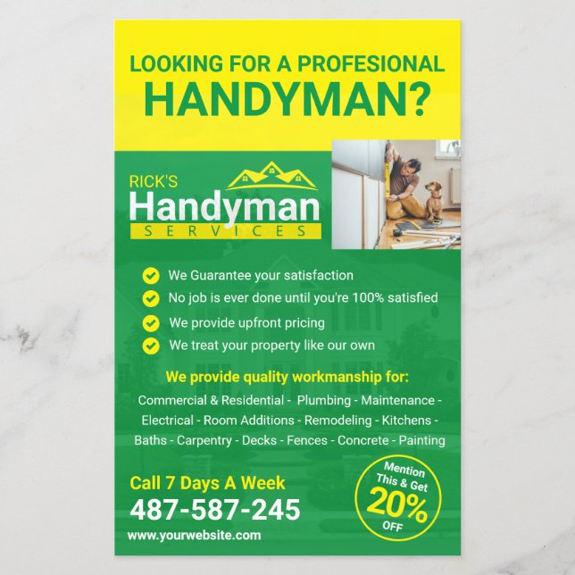 Volante de promoción de negocios Handyman - Hogar (Frente)