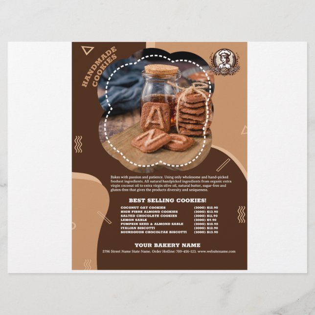 Volante de promoción del menú de cookies hechas a  (Atrás)