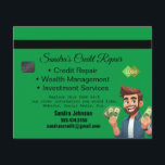 Volante de reparación de crédito<br><div class="desc">Este es un diseño de tarjeta de volante para reparación de crédito. Todo el texto es personalizable. Adecuado para servicios de reparación de créditos,  contables,  empresas de inversión,  servicios de gestión patrimonial,  preparadores de impuestos,  etc.</div>