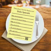 Volante de restaurante de ofertas diarias con códi