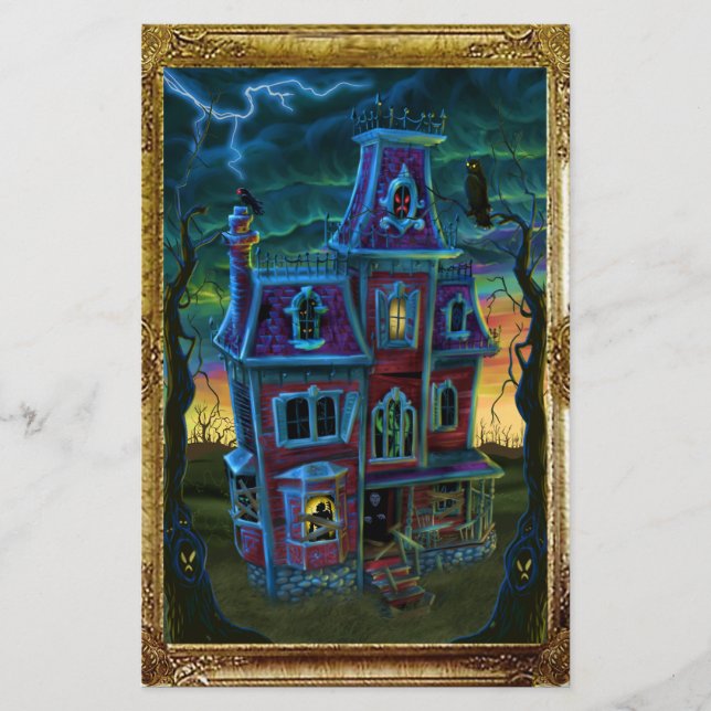 Volante de retrato de casa embrujada (Frente)