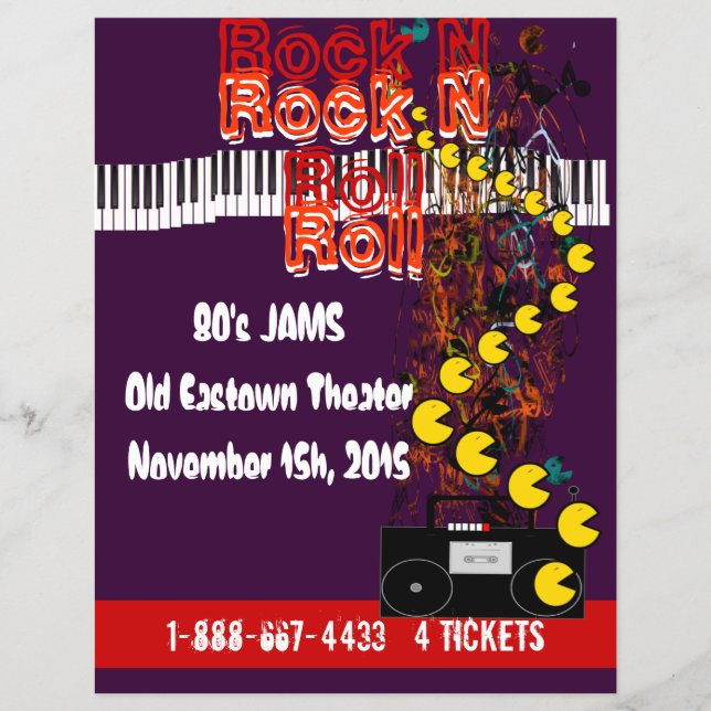 Volante de Rock N Roll Fiesta de los 80 (Frente)