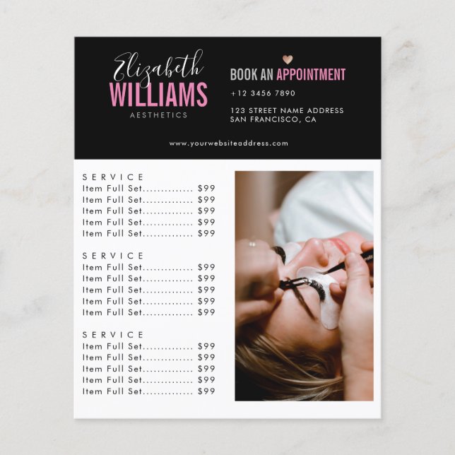 Volante de Salón de Belleza Black Pink (Frente)