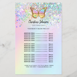 volante de salón de belleza con mariposa pastel