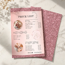 Volante de salón de belleza rosa dorado con brillo