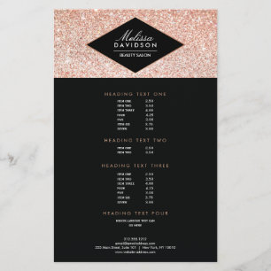 Volante de Salón de Belleza Rose Gold Glitter y Gl
