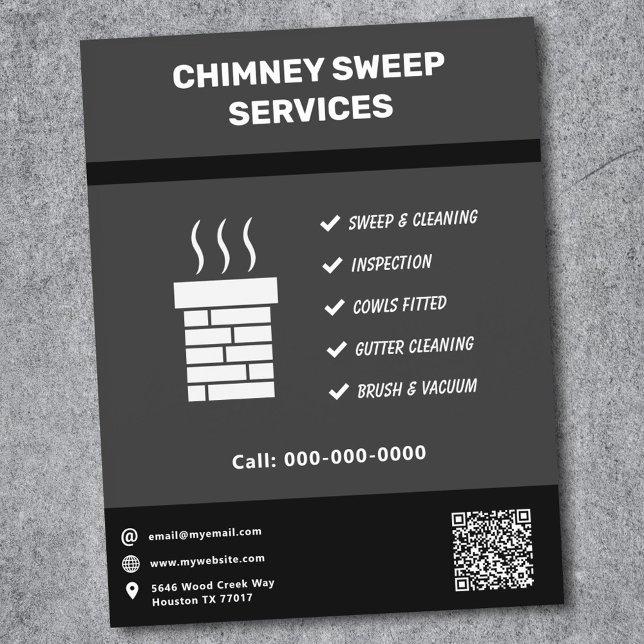 Volante de Servicio de Limpieza de Chimeneas (Chimney Sweep Service Flyer)