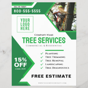 Volante de servicios de árbol profesional con logo