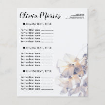 Volante de servicios de belleza - flores de petino