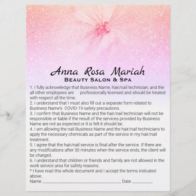 *~* Volante de servicios de exención de responsabi (Frente)