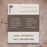 Volante de servicios de Lumberjack<br><div class="desc">Un volante con un ilustracion de hacha para carpintero,  leñador y servicios de leñador (remoción y poda de árboles,  leña,  molienda y más).</div>