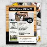 Volante de Servicios de Renovación Hogar para Carp<br><div class="desc">¿Tienes un martillo en la mano y una pasión por transformar las casas? ¡Este volante es tu nuevo mejor amigo! Con un diseño de revestimiento de madera de pino escarpado que grita "profesional" y "masculino", este conjunto se trata de hacer notar a tu artesano o a los servicios de carpintería....</div>