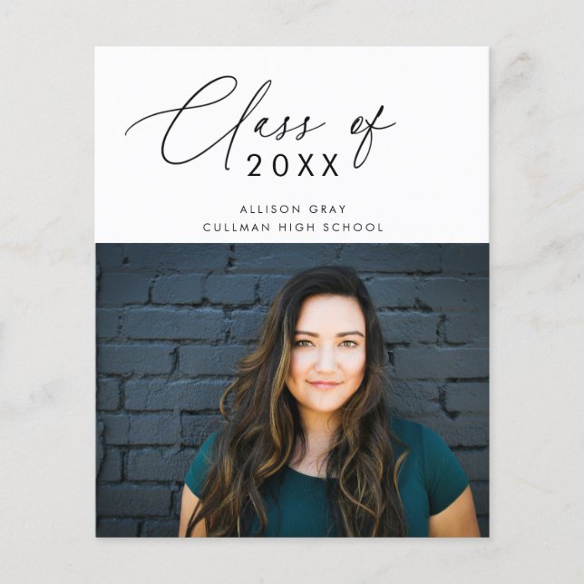 Volante de tarjeta de graduación de foto de guión  (Frente)