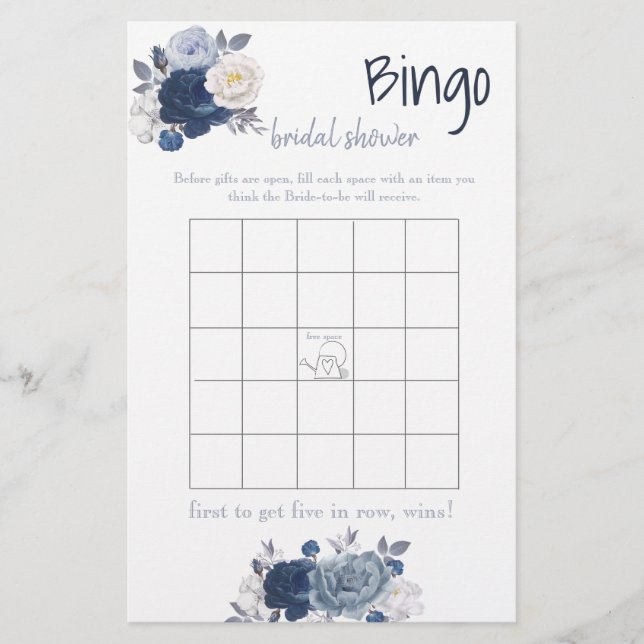Volante de tarjeta de juego Bingo Bridal Shower (Frente)