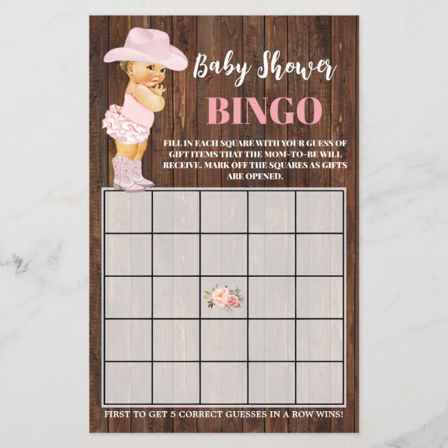 Volante de tarjeta de juego de bingo Baby Shower p (Frente)