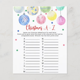 Volante de tarjetas de juego A-Z para navidades
