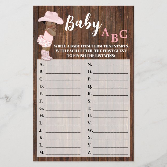 Volante de tarjetas de juego Baby Shower para bebé (Frente)