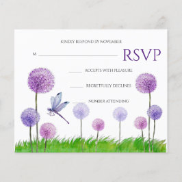 Volante de tarjetas RSVP de Boda Floral Púrpura