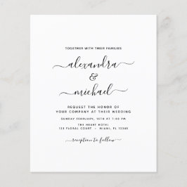 Volante de tipografía moderna de Boda blanco negro