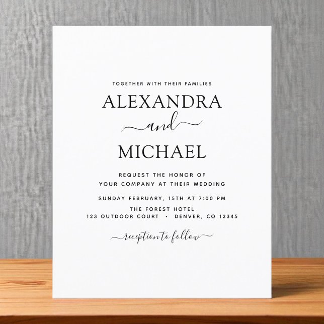 Volante de tipografía moderna de Boda blanco negro (Subido por el creador)