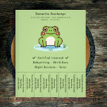 Volante de tiras cortas de rana<br><div class="desc">¡Un volante verde con tiras de lágrimas y un ilustracion de una rana linda en su estanque! Podría ser perfecto para todas las actividades con niños como niñera,  cuidado infantil,  tutor,  etc</div>