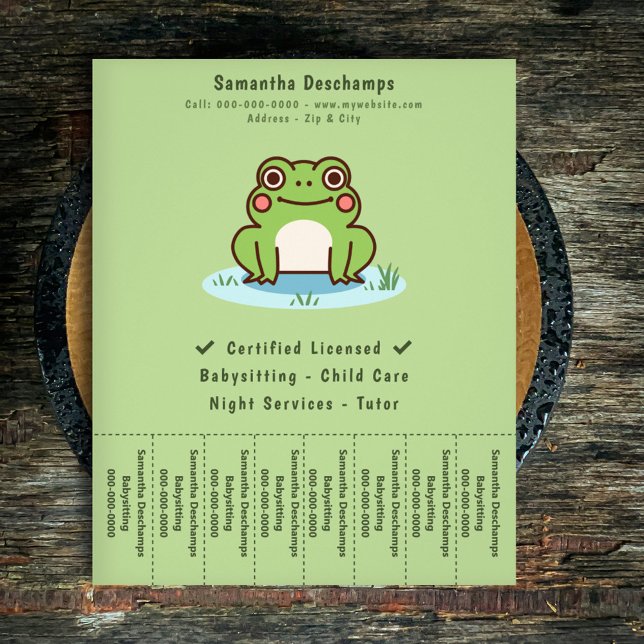 Volante de tiras cortas de rana (Cute Frog Tear Off Strips Flyer)