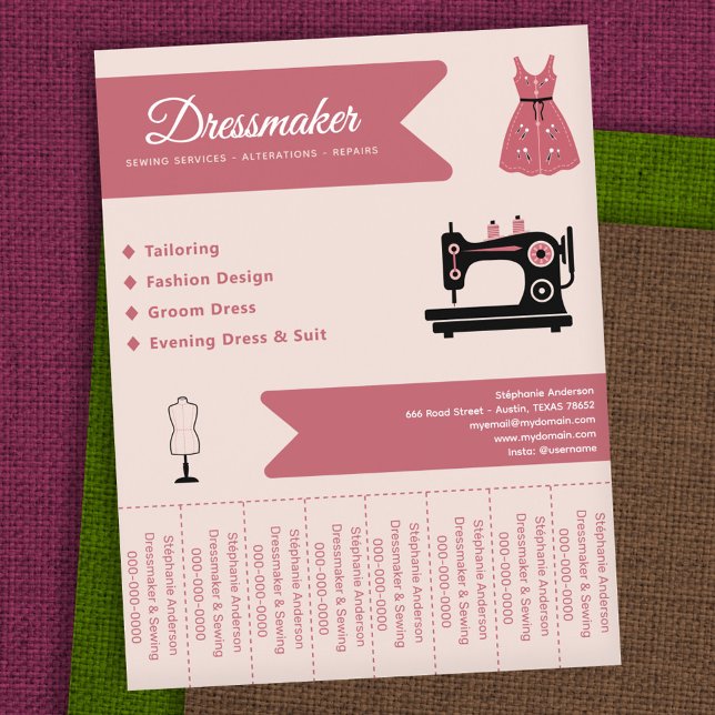 Volante de tiras de lágrimas para el fabricante de (Dressmaker Tear Off Strips Flyer)