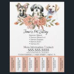 Volante de tiras desprendibles de negocio de masco<br><div class="desc">Volantes modernos para negocio de cuidado de mascotas con perros y flores de acuarela</div>