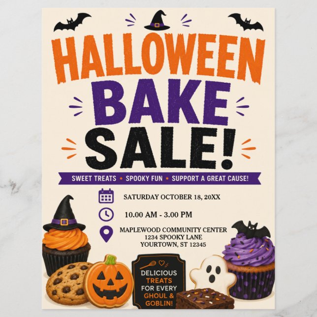 Volante de venta de horneados de Halloween (Frente)