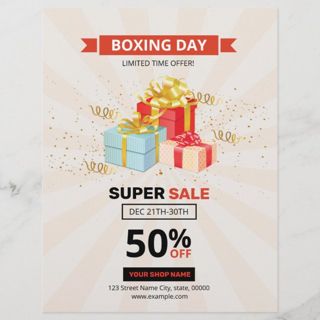 Volante de ventas del día de boxeo (Frente)