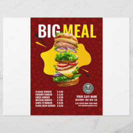 Volante de visualización del menú de hamburguesas