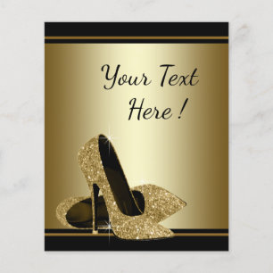 Volante de zapato de tacón alto de oro negro