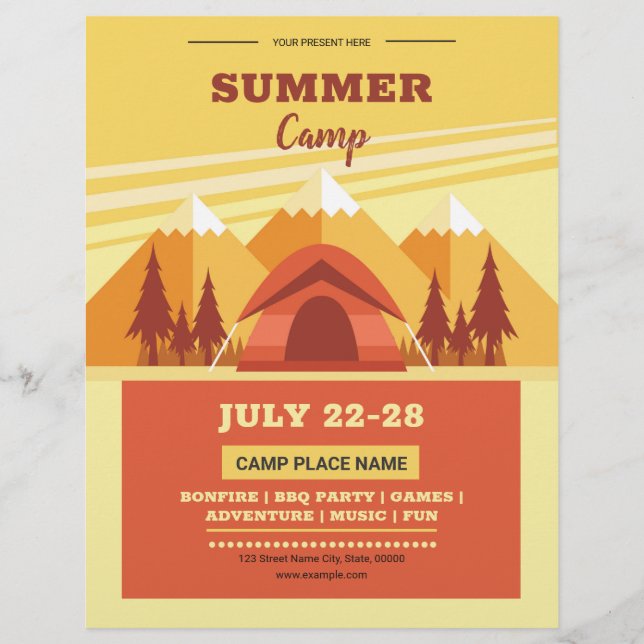 Volante del campamento de verano (Frente)