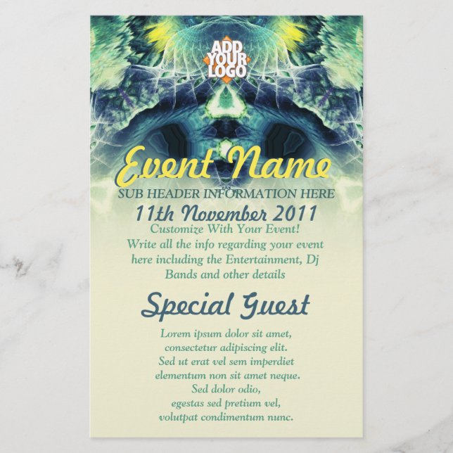 Volante del evento Personalizado de arte fractal D (Frente)