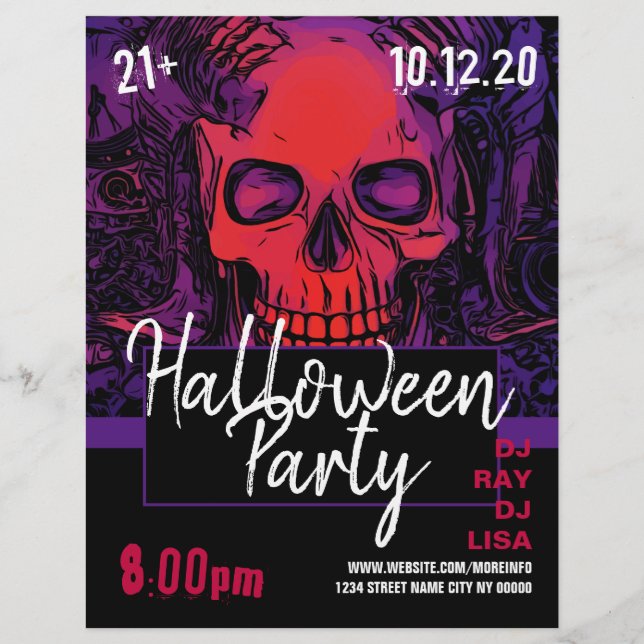 Volante del evento Skull Halloween Party (Frente)