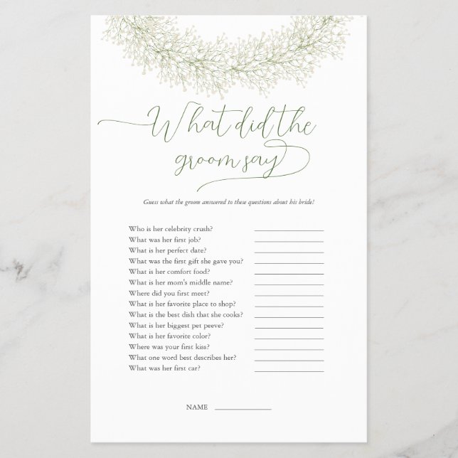 Volante del juego White Wreath What Did The Groom  (Frente)