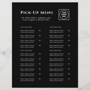 Volante del menú de compra del restaurante negro  