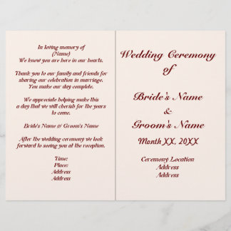 Volante del programa de boda de novias y novias pe
