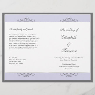 Volante del programa de boda decorativa moderna